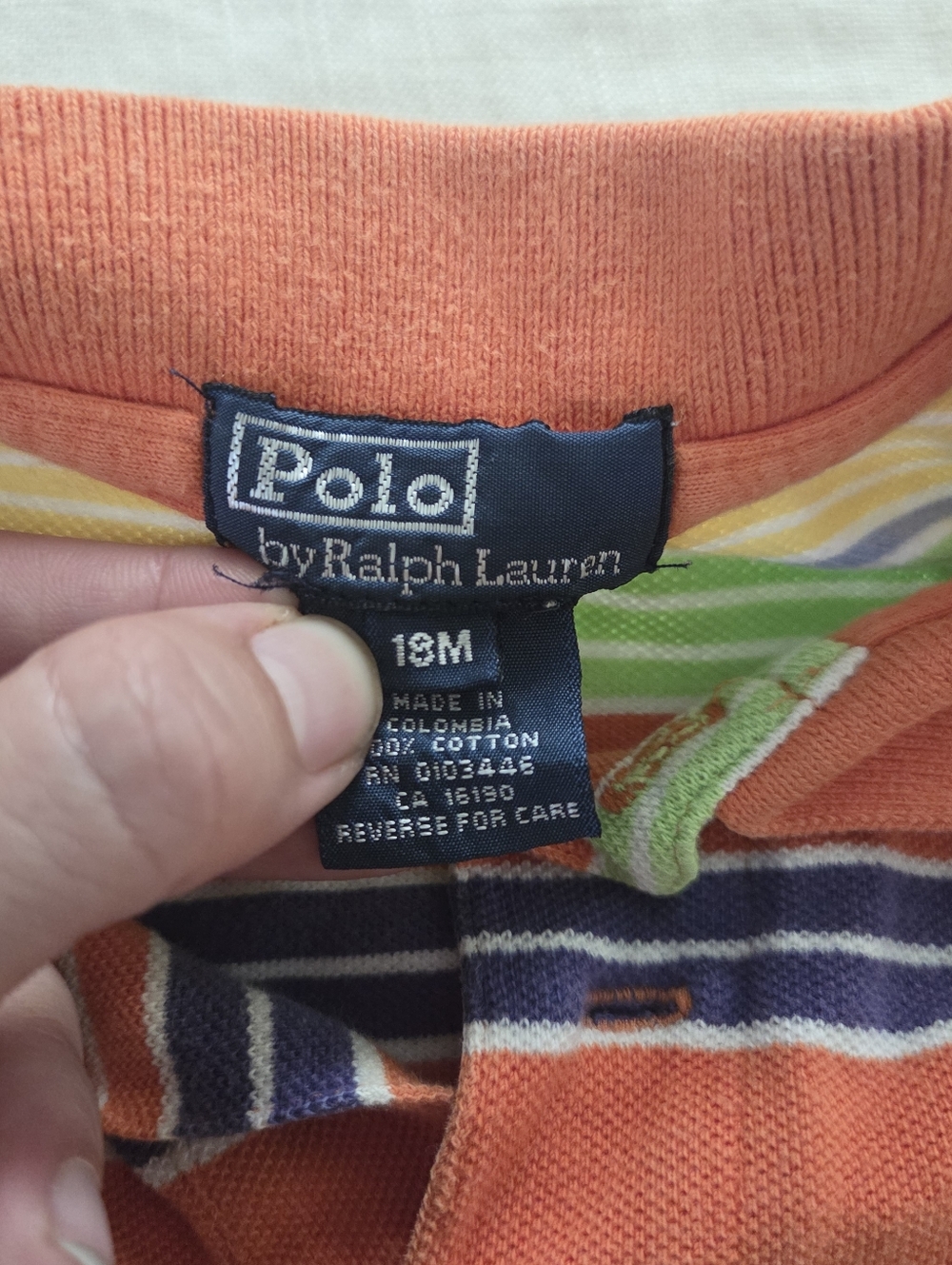Polo by Ralph Lauren Orange Striped Baby Polo Romper 18 Months Retro Vintage - Picture 3 of 6